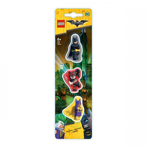 【福利品】LEGO蝙蝠俠電影-造型橡皮擦(3入)（蝙蝠俠 / 女蝙蝠俠 / 小丑女）